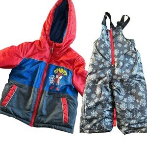Red and Blue Spiderman Jacket and Snow Pants Set 2T